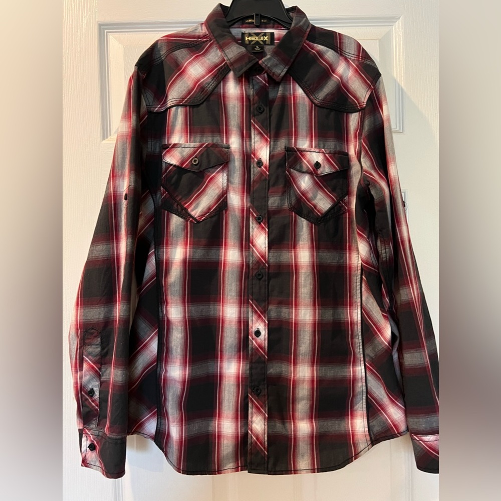 HELIX ATHLETIC FIT BUTTON DOWN WOVEN OXFORD SIZE LARGE